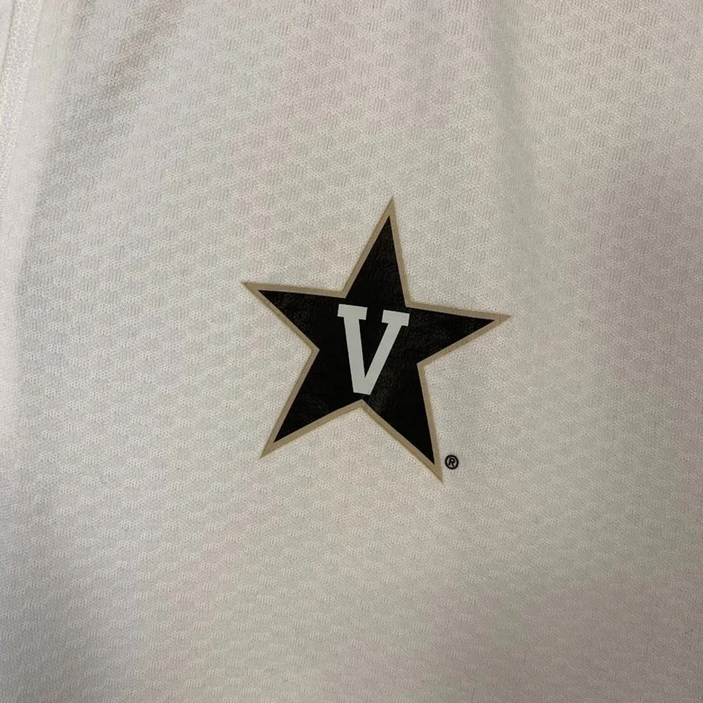 Nike Dri-Fit Vanderbilt 1/4 Zip White Polo Shirt Short Sleeve Logo Women's Large